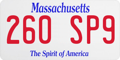 MA license plate 260SP9