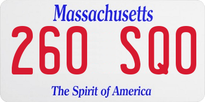 MA license plate 260SQ0