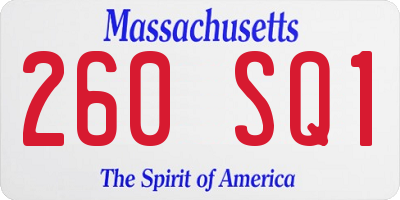 MA license plate 260SQ1