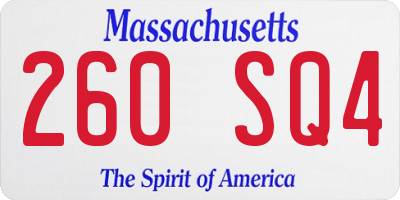 MA license plate 260SQ4