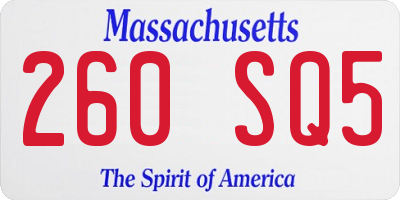 MA license plate 260SQ5