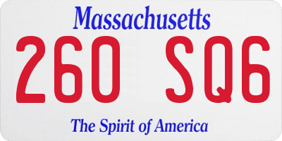 MA license plate 260SQ6