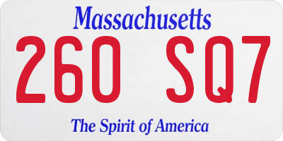 MA license plate 260SQ7