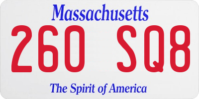 MA license plate 260SQ8