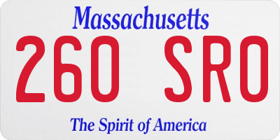 MA license plate 260SR0