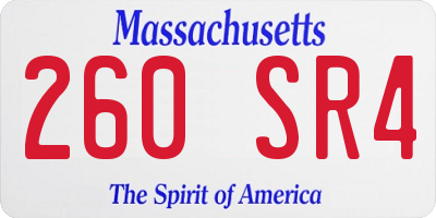 MA license plate 260SR4