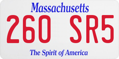 MA license plate 260SR5