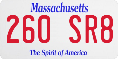 MA license plate 260SR8