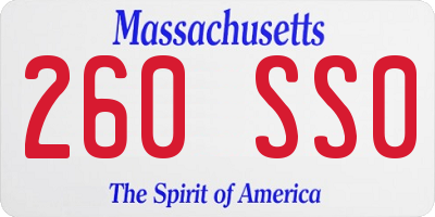MA license plate 260SS0