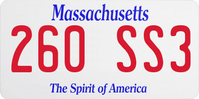 MA license plate 260SS3