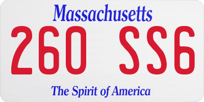 MA license plate 260SS6