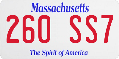 MA license plate 260SS7