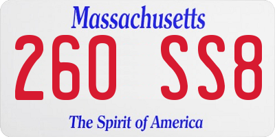 MA license plate 260SS8