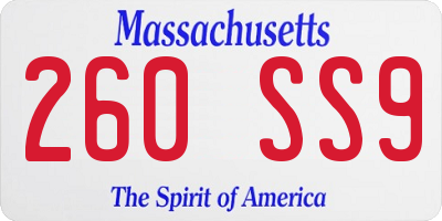 MA license plate 260SS9