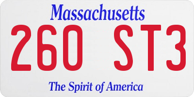 MA license plate 260ST3