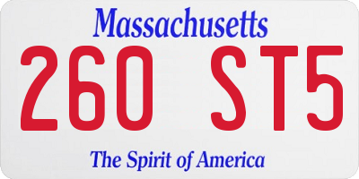 MA license plate 260ST5