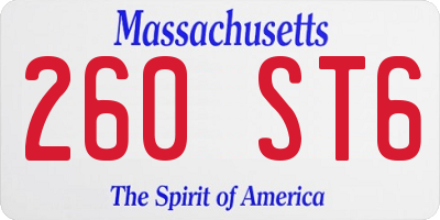 MA license plate 260ST6