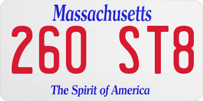 MA license plate 260ST8