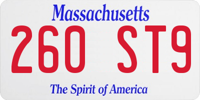 MA license plate 260ST9