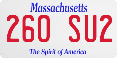MA license plate 260SU2