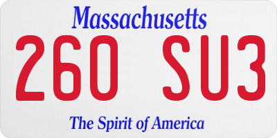 MA license plate 260SU3