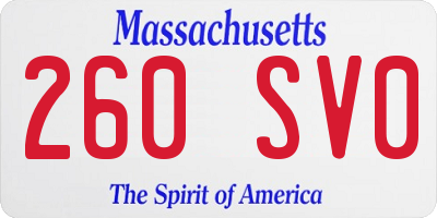MA license plate 260SV0