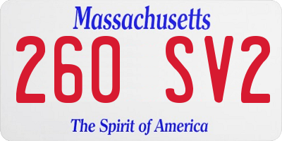 MA license plate 260SV2