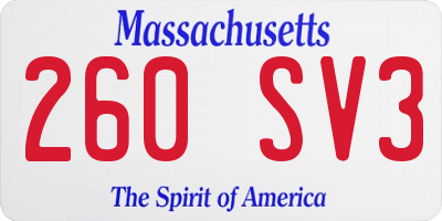 MA license plate 260SV3