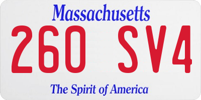 MA license plate 260SV4