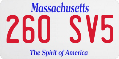 MA license plate 260SV5