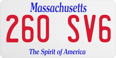 MA license plate 260SV6