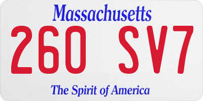 MA license plate 260SV7