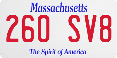 MA license plate 260SV8