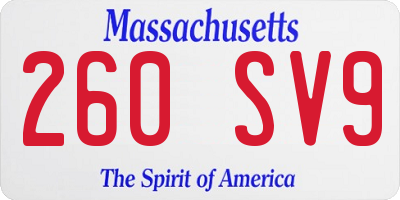 MA license plate 260SV9