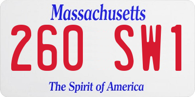 MA license plate 260SW1