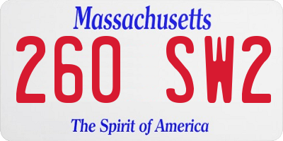 MA license plate 260SW2