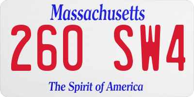 MA license plate 260SW4