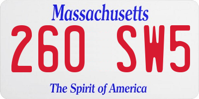 MA license plate 260SW5