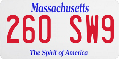 MA license plate 260SW9