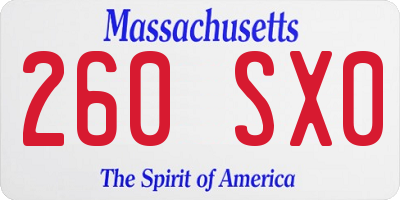 MA license plate 260SX0