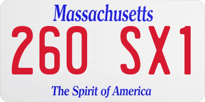 MA license plate 260SX1