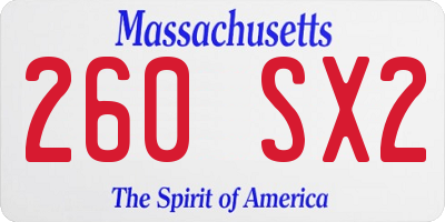 MA license plate 260SX2