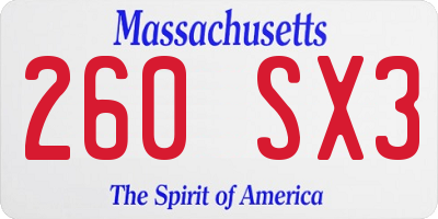 MA license plate 260SX3