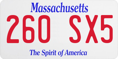 MA license plate 260SX5