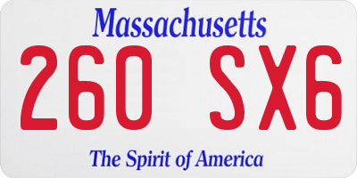 MA license plate 260SX6