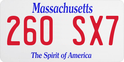 MA license plate 260SX7