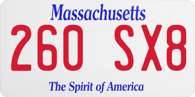 MA license plate 260SX8