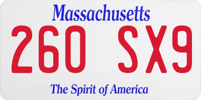 MA license plate 260SX9