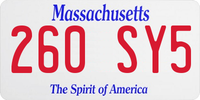 MA license plate 260SY5