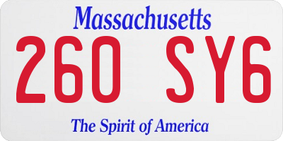 MA license plate 260SY6